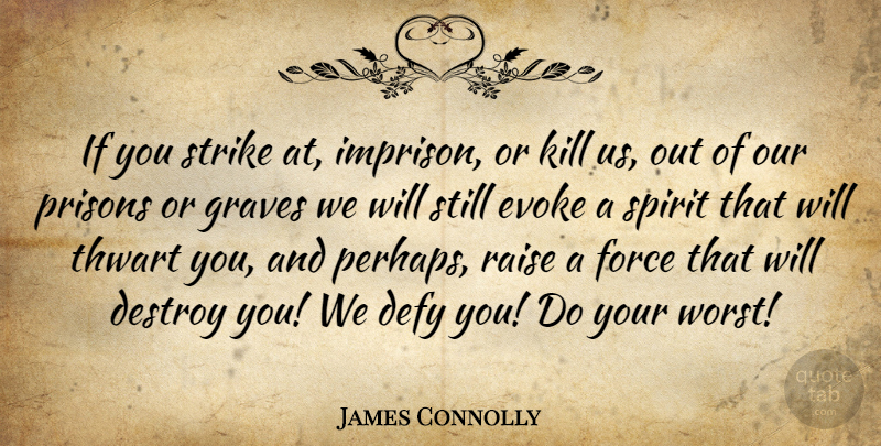 James Connolly Quote About Spirit, Republican, Prison: If You Strike At Imprison...