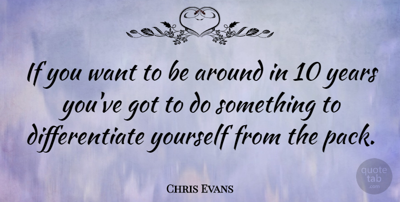 Chris Evans Quote About Years, Want, Packs: If You Want To Be...