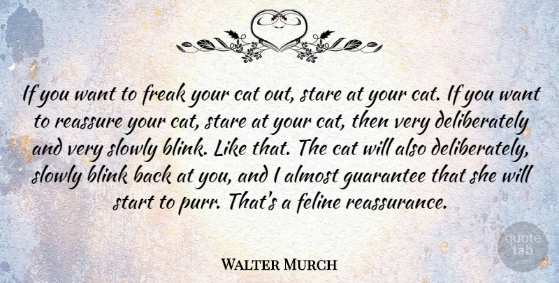 Walter Murch Quote About Almost, Feline, Freak, Guarantee, Reassure: If You Want To Freak...