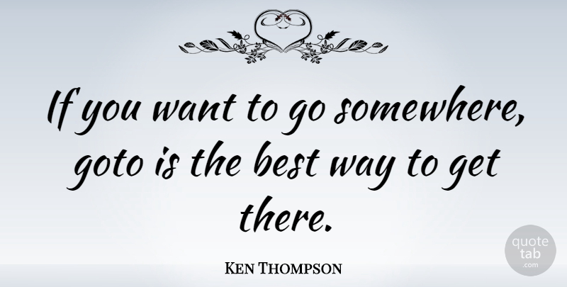 Ken Thompson Quote About Want, Way, Programming: If You Want To Go...