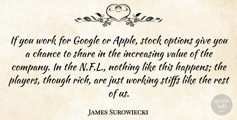 James Surowiecki Quote About Player, Apples, Giving: If You Work For Google...