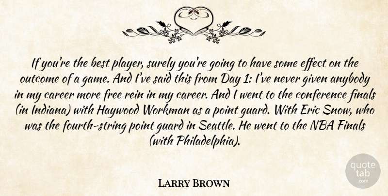 Larry Brown Quote About Anybody, Best, Career, Conference, Effect: If Youre The Best Player...