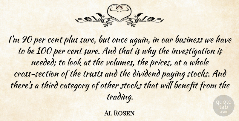 Al Rosen Quote About Benefit, Business, Category, Cent, Paying: Im 90 Per Cent Plus...