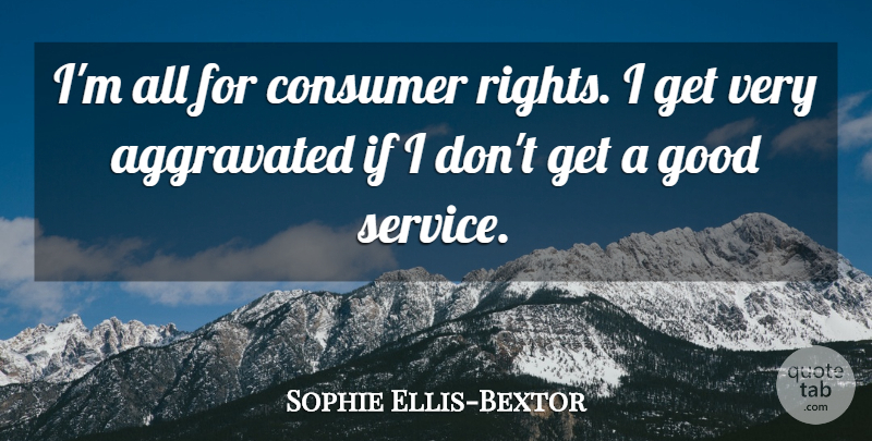 Sophie Ellis-Bextor Quote About Rights, Aggravated, Good Service: Im All For Consumer Rights...