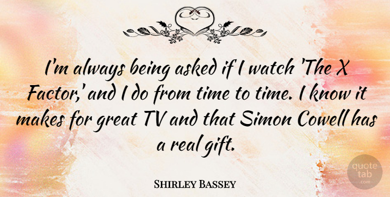 Shirley Bassey Quote About Real, Tvs, Watches: Im Always Being Asked If...