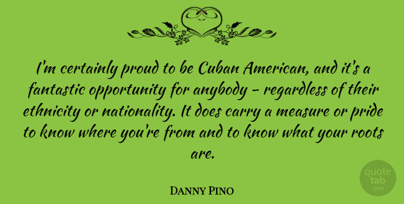 Danny Pino Quote About Pride, Opportunity, Ethnicity: Im Certainly Proud To Be...