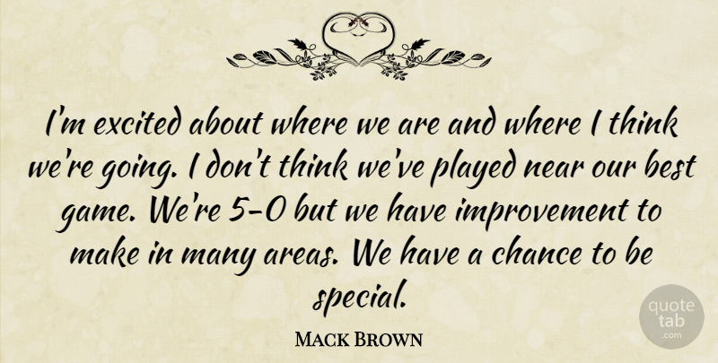 Mack Brown Quote About Best, Chance, Excited, Improvement, Near: Im Excited About Where We...