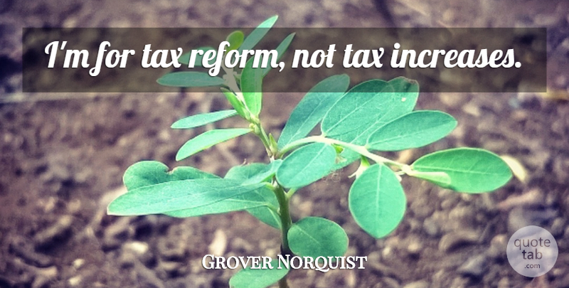 Grover Norquist Quote About Reform, Increase, Taxes: Im For Tax Reform Not...