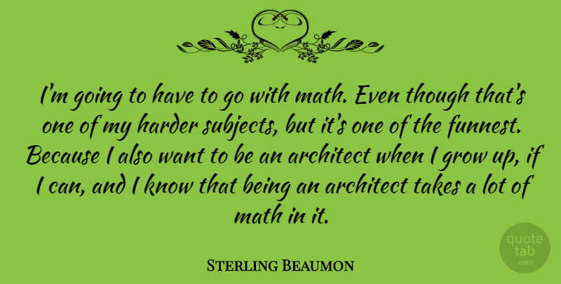 Sterling Beaumon Quote About Architect, Takes, Though: Im Going To Have To...