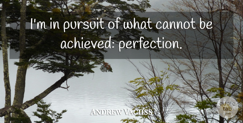 Andrew Vachss Quote About Perfection, Pursuit, Pursuit Of Perfection: Im In Pursuit Of What...