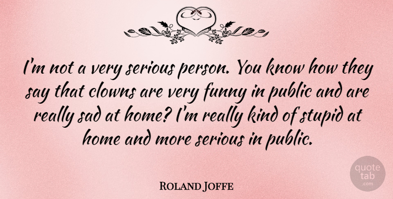 Roland Joffe Quote About Stupid, Home, Serious Person: Im Not A Very Serious...