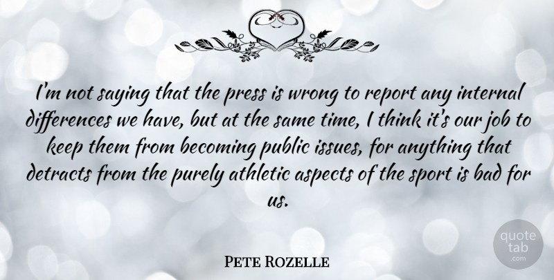 Pete Rozelle Quote About American Celebrity, Aspects, Athletic, Bad, Becoming: Im Not Saying That The...