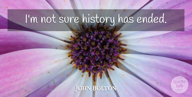 John Bolton Quote About Not Sure: Im Not Sure History Has...