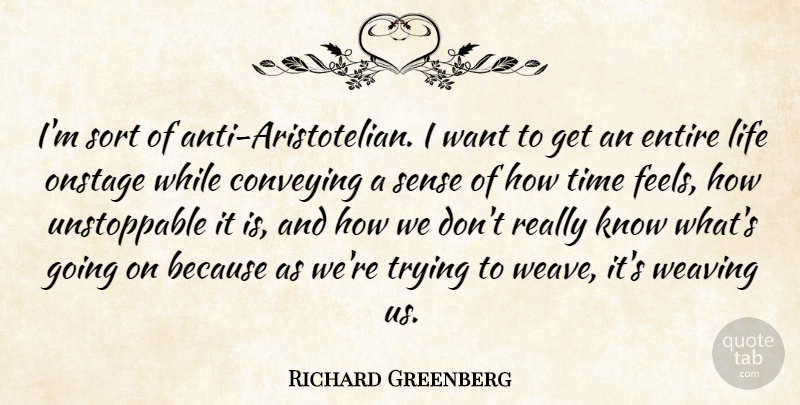 Richard Greenberg Quote About Conveying, Entire, Life, Onstage, Sort: Im Sort Of Anti Aristotelian...