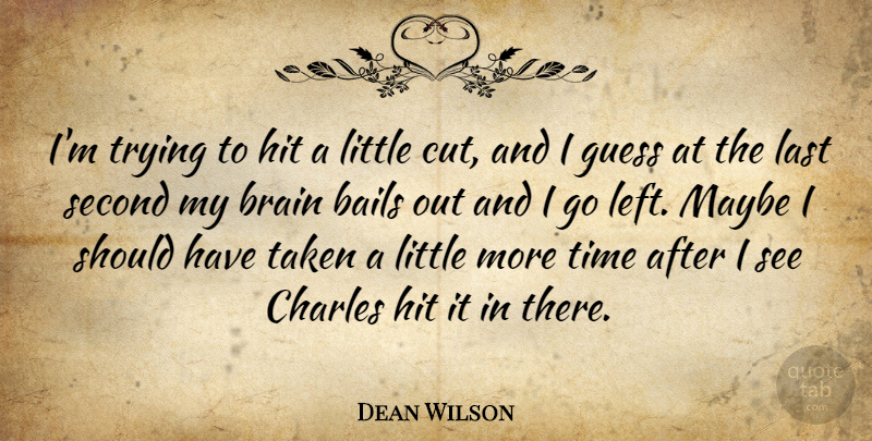 Dean Wilson Quote About Brain, Brains, Charles, Guess, Hit: Im Trying To Hit A...