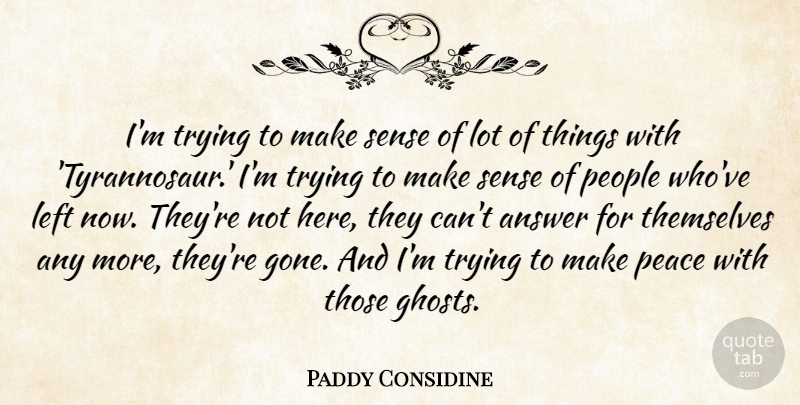 Paddy Considine Quote About People, Trying, Answers: Im Trying To Make Sense...