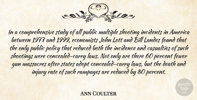 Ann Coulter Quote About Gun, Law, America: In A Comprehensive Study Of...