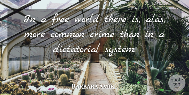 Barbara Amiel Quote About World, Common, Crime: In A Free World There...
