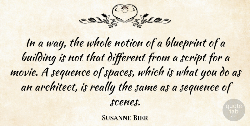 Susanne Bier Quote About Blueprint, Script, Sequence: In A Way The Whole...