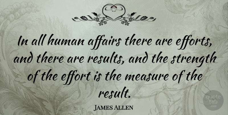 James Allen Quote About Strength, Determination, Service Culture: In All Human Affairs There...