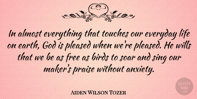 Aiden Wilson Tozer Quote About Bird, Anxiety, Everyday: In Almost Everything That Touches...
