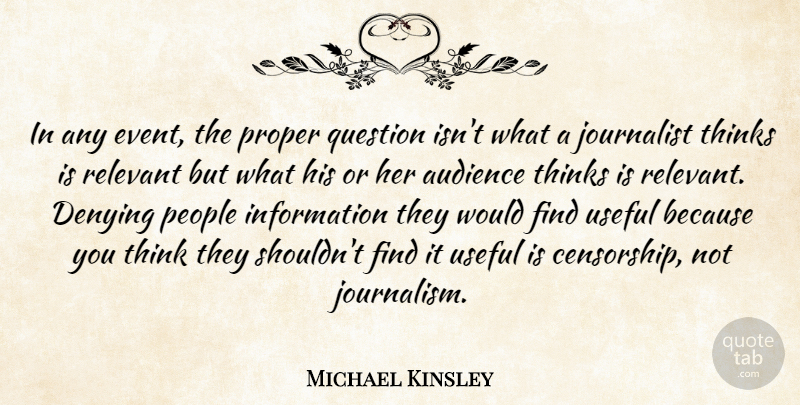 Michael Kinsley Quote About Thinking, People, Information: In Any Event The Proper...