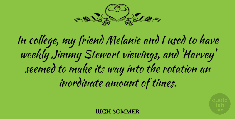 Rich Sommer Quote About College, Rotation, Way: In College My Friend Melanie...