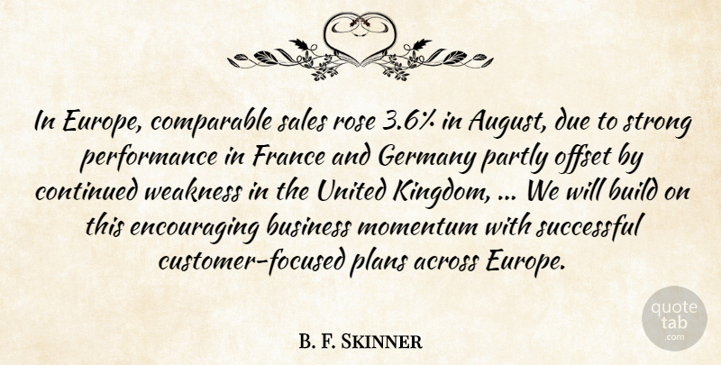 B. F. Skinner Quote About Across, Build, Business, Comparable, Continued: In Europe Comparable Sales Rose...