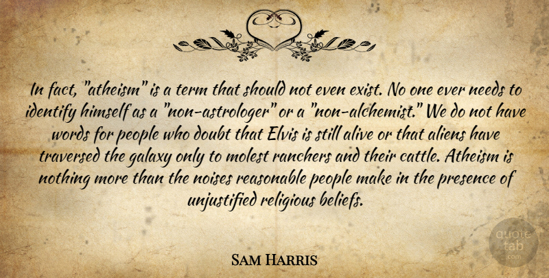 Sam Harris Quote About Religious, Atheist, People: In Fact Atheism Is A...