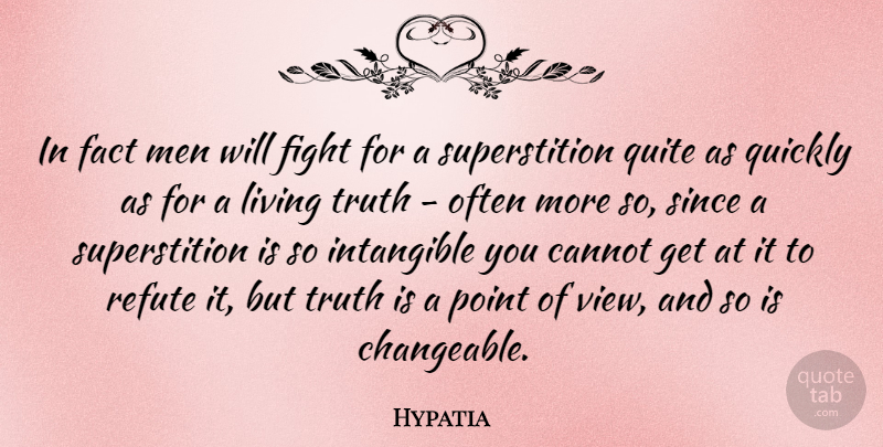 Hypatia Quote About Fighting, Men, Views: In Fact Men Will Fight...