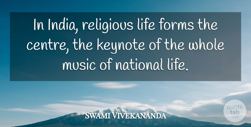 Swami Vivekananda Quote About Religious, India, Form: In India Religious Life Forms...