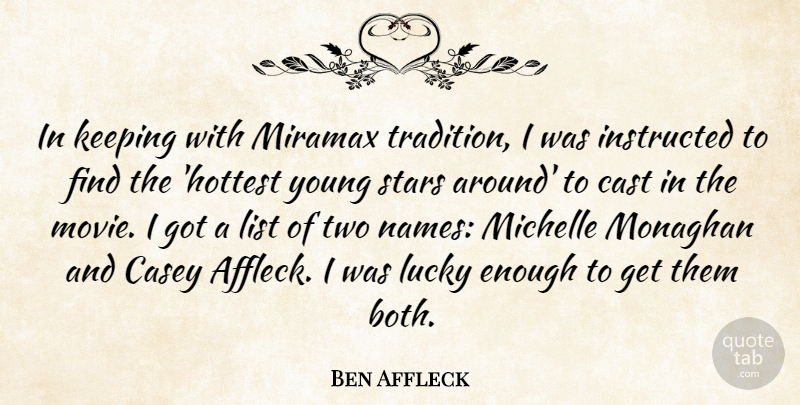 Ben Affleck Quote About Casey, Cast, Instructed, Keeping, List: In Keeping With Miramax Tradition...