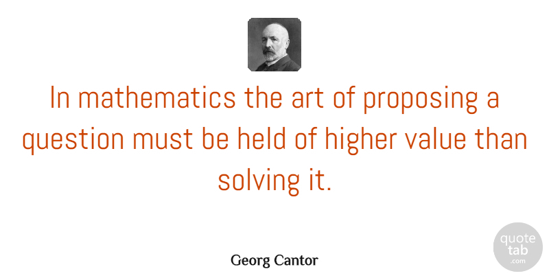 Georg Cantor Quote About Art, Math, Higher: In Mathematics The Art Of...