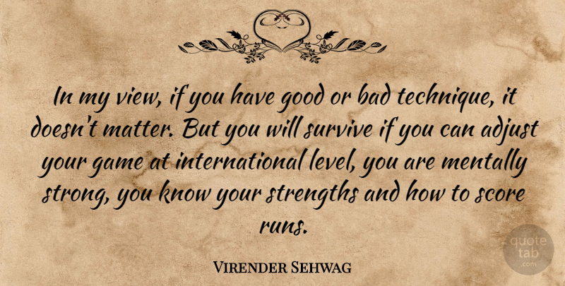 Virender Sehwag Quote About Running, Strong, Views: In My View If You...