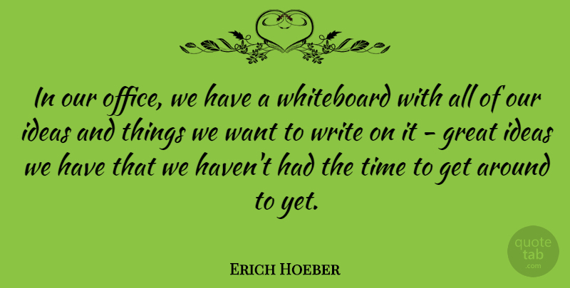 Erich Hoeber Quote About Writing, Ideas, Office: In Our Office We Have...