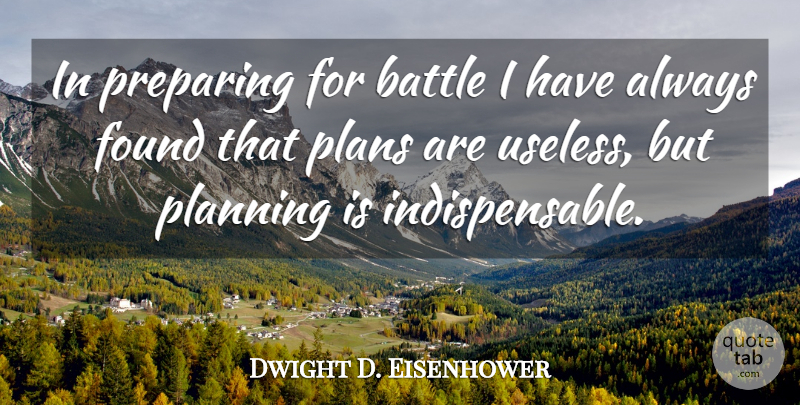 Dwight D. Eisenhower Quote About Success, Business, Military: In Preparing For Battle I...