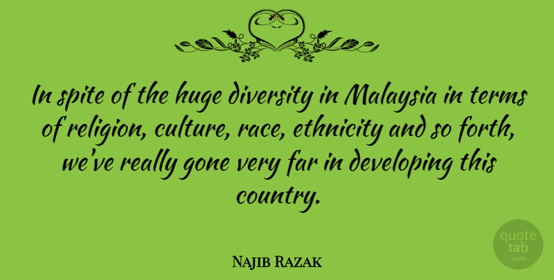 Najib Razak Quote About Developing, Ethnicity, Far, Gone, Huge: In Spite Of The Huge...