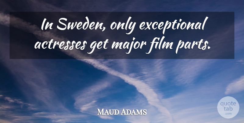 Maud Adams Quote About Actresses, Sweden, Film: In Sweden Only Exceptional Actresses...