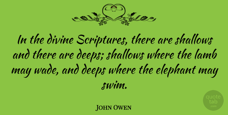 John Owen Quote About Elephants, Swim, Wade: In The Divine Scriptures There...