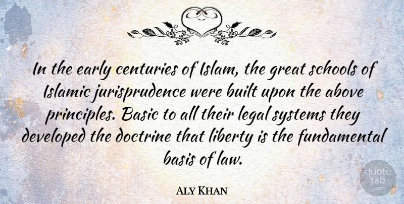 Aly Khan Quote About Above, Basic, Basis, Built, Centuries: In The Early Centuries Of...