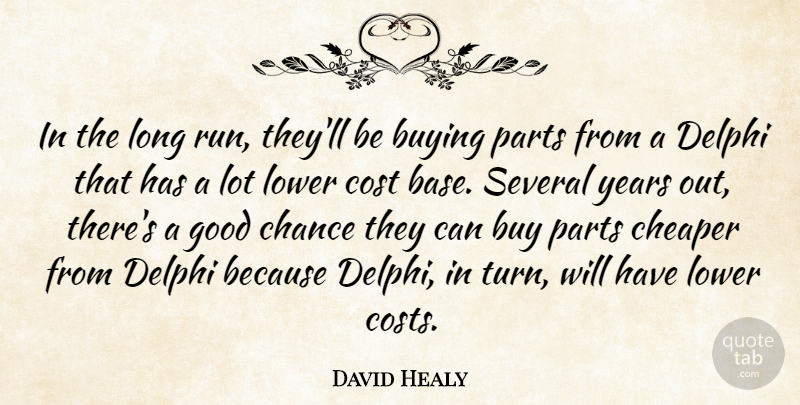 David Healy Quote About Buy, Buying, Chance, Cheaper, Cost: In The Long Run Theyll...