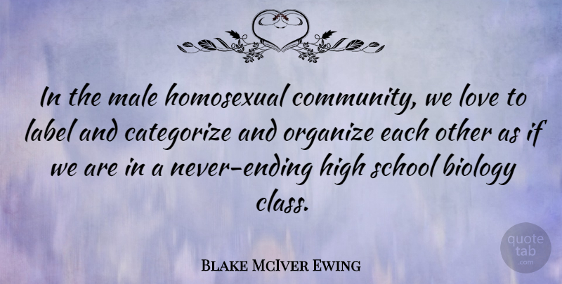 Blake McIver Ewing Quote About Biology, Categorize, High, Homosexual, Label: In The Male Homosexual Community...
