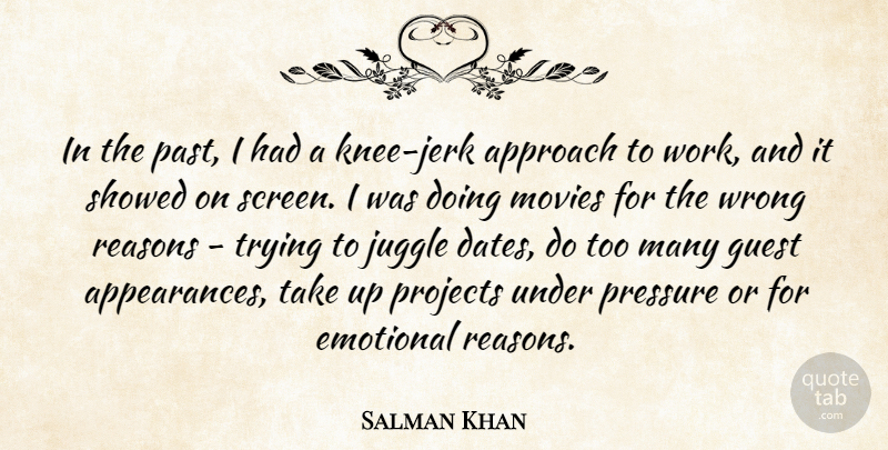 Salman Khan Quote About Approach, Emotional, Guest, Juggle, Movies: In The Past I Had...