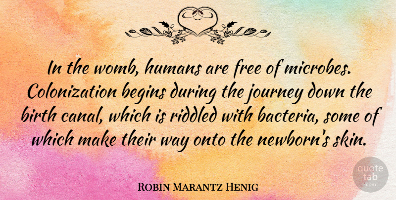 Robin Marantz Henig Quote About Begins, Birth, Humans, Onto: In The Womb Humans Are...