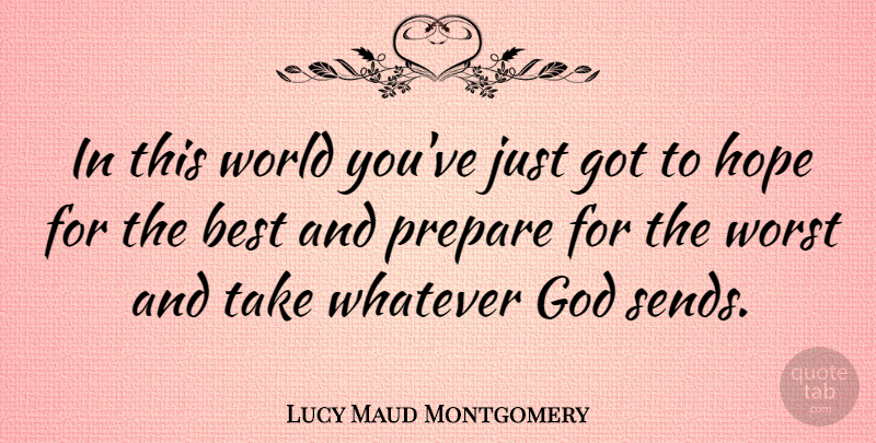 Lucy Maud Montgomery Quote About World, Hoping For The Best, Worst: In This World Youve Just...