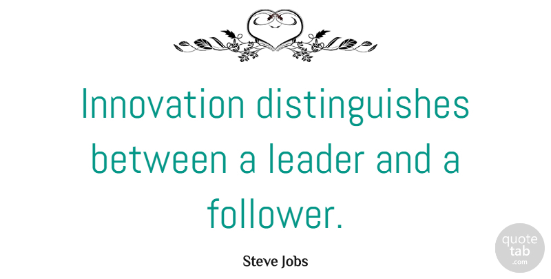Steve Jobs Quote About Inspirational, Life, Motivational: Innovation Distinguishes Between A Leader...
