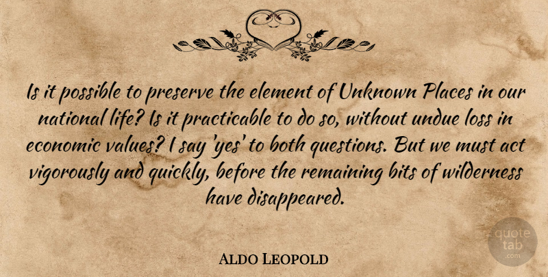 Aldo Leopold Quote About Loss, Economic Value, Elements: Is It Possible To Preserve...