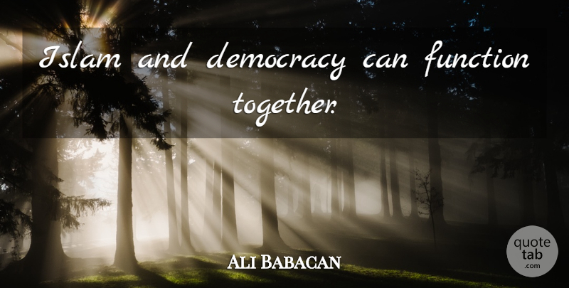 Ali Babacan Quote About Together, Islam, Democracy: Islam And Democracy Can Function...