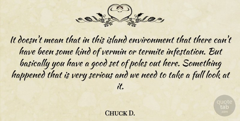 Chuck D. Quote About Basically, Environment, Full, Good, Happened: It Doesnt Mean That In...
