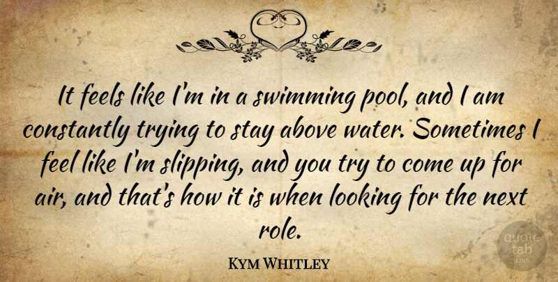 Kym Whitley Quote About Above, Constantly, Feels, Next, Stay: It Feels Like Im In...